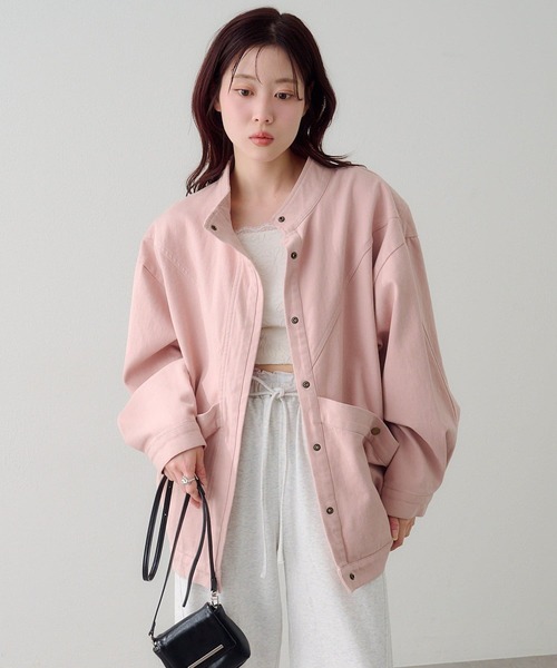 Kastane（カスタネ）の「【2026SSカタログ/ティペット付き】カラーツイルレース付きジャケット（その他アウター・レディース・ブラック/ピンク/イエロー/ベージュ・FREE）」の4枚目の写真