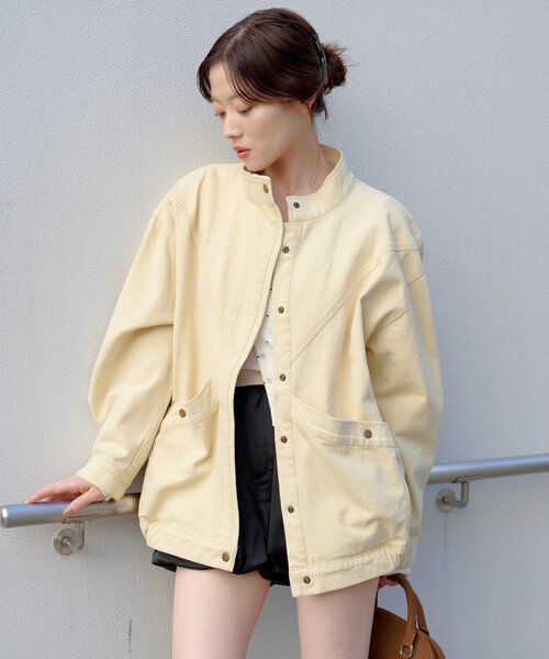 Kastane（カスタネ）の「【2026SSカタログ/ティペット付き】カラーツイルレース付きジャケット（その他アウター・レディース・ブラック/ピンク/イエロー/ベージュ・FREE）」の3枚目の写真