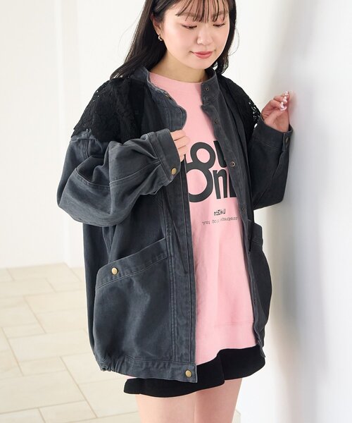 Kastane（カスタネ）の「【2026SSカタログ/ティペット付き】カラーツイルレース付きジャケット（その他アウター・レディース・ブラック/ピンク/イエロー/ベージュ・FREE）」の5枚目の写真