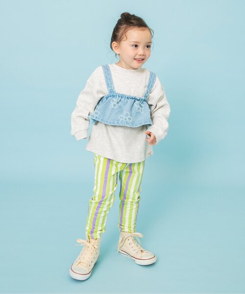 BREEZE(ブリーズ)の「フラワーデニムビスチェ_ジュニア対応(ベスト・キッズ・サックスブルー/ネイビー・140/130/90/120/110/100/80)」の10枚目の写真