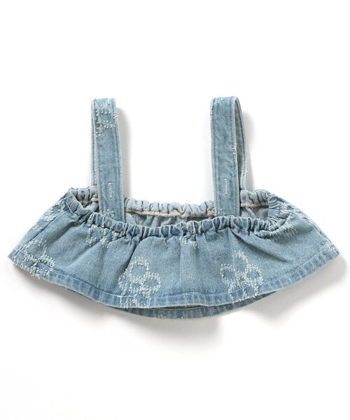 BREEZE(ブリーズ)の「フラワーデニムビスチェ_ジュニア対応(ベスト・キッズ・サックスブルー/ネイビー・140/130/90/120/110/100/80)」の3枚目の写真