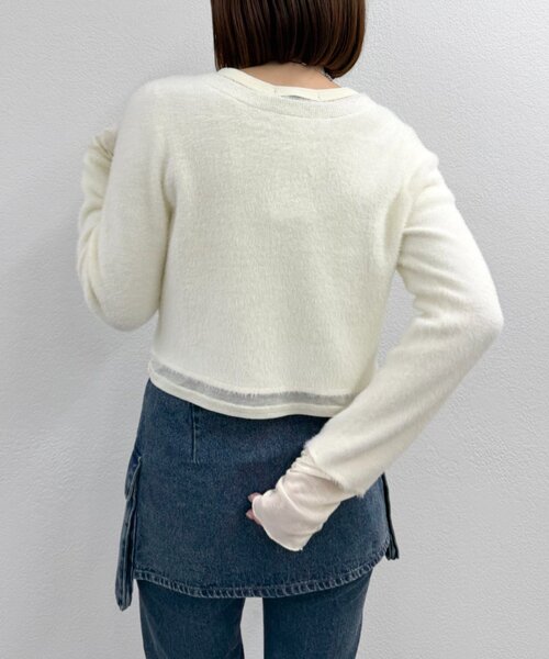 w closet(ダブルクローゼット)の「シャギーレイヤードニット(ニット/セーター・レディース・アイボリー/チャコールグレー/ブラウン・FREE)」の6枚目の写真