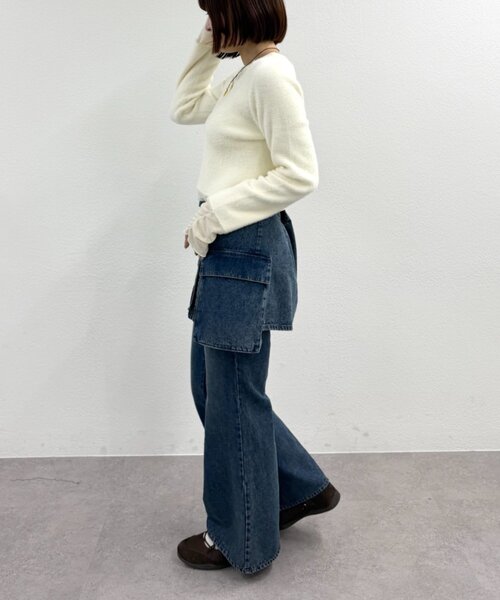 w closet(ダブルクローゼット)の「シャギーレイヤードニット(ニット/セーター・レディース・アイボリー/チャコールグレー/ブラウン・FREE)」の11枚目の写真