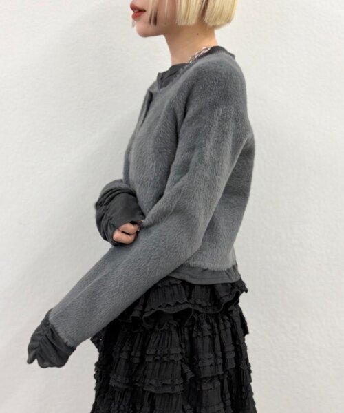 w closet(ダブルクローゼット)の「シャギーレイヤードニット(ニット/セーター・レディース・アイボリー/チャコールグレー/ブラウン・FREE)」の14枚目の写真