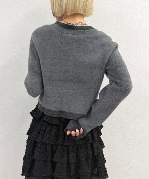w closet(ダブルクローゼット)の「シャギーレイヤードニット(ニット/セーター・レディース・アイボリー/チャコールグレー/ブラウン・FREE)」の15枚目の写真