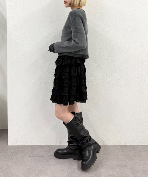 w closet(ダブルクローゼット)の「シャギーレイヤードニット(ニット/セーター・レディース・アイボリー/チャコールグレー/ブラウン・FREE)」の19枚目の写真
