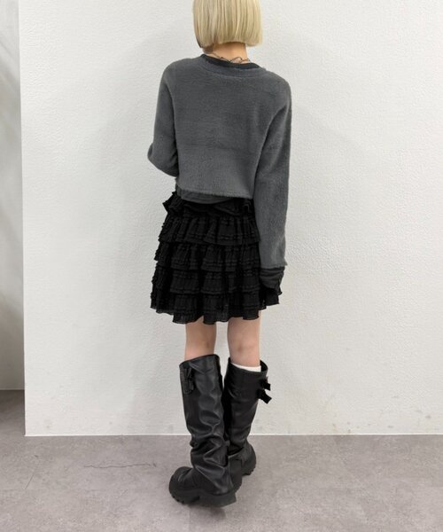 w closet(ダブルクローゼット)の「シャギーレイヤードニット(ニット/セーター・レディース・アイボリー/チャコールグレー/ブラウン・FREE)」の20枚目の写真