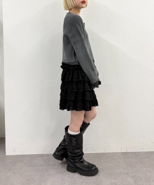w closet(ダブルクローゼット)の「シャギーレイヤードニット(ニット/セーター・レディース・アイボリー/チャコールグレー/ブラウン・FREE)」の21枚目の写真