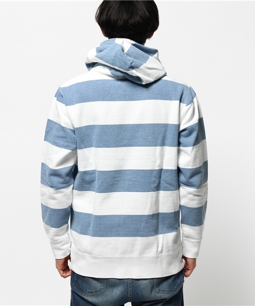 OUTLET（アウトレット）の「【Ciaopanic】インディゴ太ボーダープルパーカー（パーカー・メンズ・ネイビー/ブルー・LARGE/MEDIUM）」の6枚目の写真