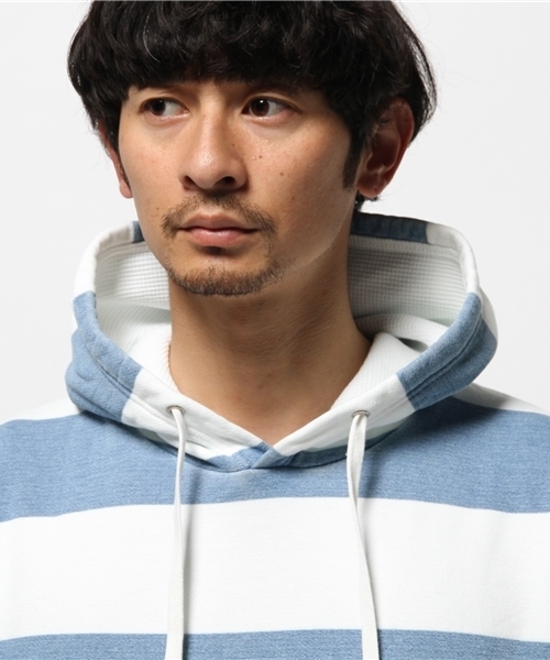 OUTLET（アウトレット）の「【Ciaopanic】インディゴ太ボーダープルパーカー（パーカー・メンズ・ネイビー/ブルー・LARGE/MEDIUM）」の7枚目の写真