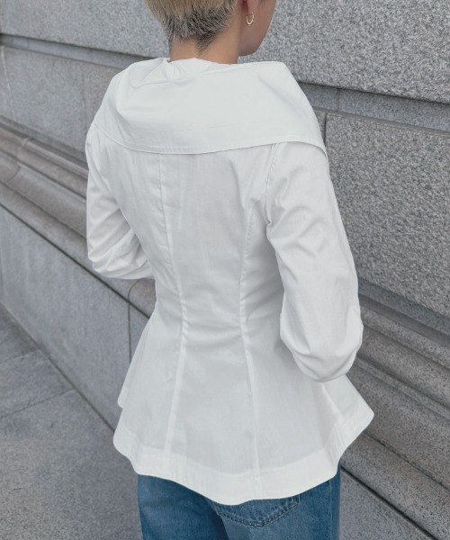 JENNE(ジェンヌ)の「クラシカルショールブラウス(その他トップス・レディース・ホワイト・LARGE/MEDIUM/SMALL)」の4枚目の写真