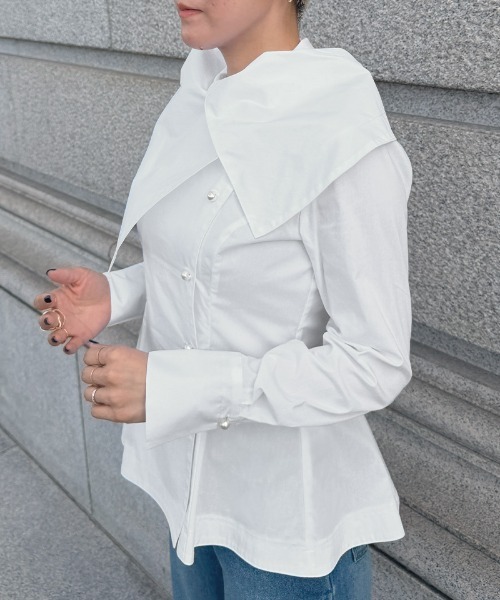 JENNE(ジェンヌ)の「クラシカルショールブラウス(その他トップス・レディース・ホワイト・LARGE/MEDIUM/SMALL)」の7枚目の写真