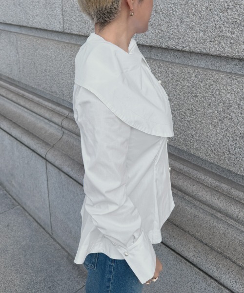 JENNE(ジェンヌ)の「クラシカルショールブラウス(その他トップス・レディース・ホワイト・LARGE/MEDIUM/SMALL)」の8枚目の写真