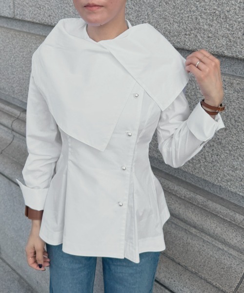 JENNE(ジェンヌ)の「クラシカルショールブラウス(その他トップス・レディース・ホワイト・LARGE/MEDIUM/SMALL)」の10枚目の写真