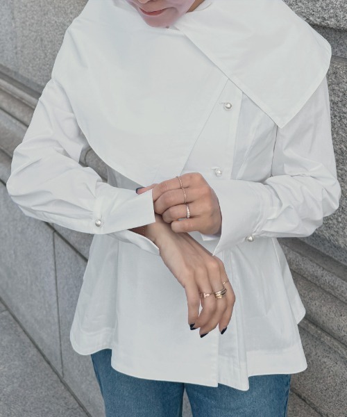 JENNE(ジェンヌ)の「クラシカルショールブラウス(その他トップス・レディース・ホワイト・LARGE/MEDIUM/SMALL)」の11枚目の写真