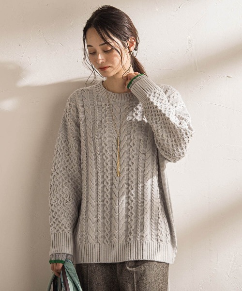 WEB限定】ケーブル柄編みニット≪洗える≫（ニット/セーター