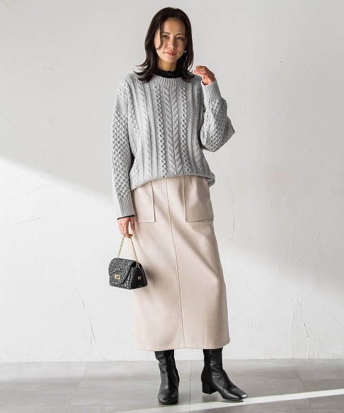 LAUTREAMONT(ロートレアモン)の「【WEB限定】ケーブル柄編みニット≪洗える≫(ニット/セーター・レディース・ホワイト/ライトグレー/ネイビー・9号)」の22枚目の写真