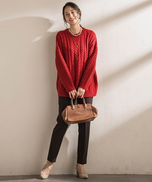 LAUTREAMONT(ロートレアモン)の「【WEB限定】ケーブル柄編みニット≪洗える≫(ニット/セーター・レディース・ホワイト/ライトグレー/ネイビー・9号)」の12枚目の写真