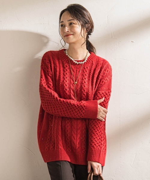 LAUTREAMONT(ロートレアモン)の「【WEB限定】ケーブル柄編みニット≪洗える≫(ニット/セーター・レディース・ホワイト/ライトグレー/ネイビー・9号)」の10枚目の写真