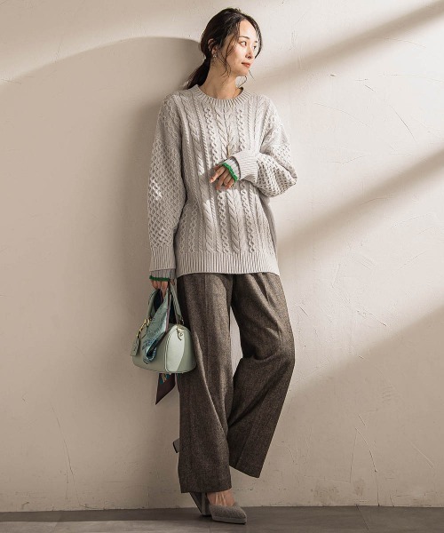 LAUTREAMONT(ロートレアモン)の「【WEB限定】ケーブル柄編みニット≪洗える≫(ニット/セーター・レディース・ホワイト/ライトグレー/ネイビー・9号)」の20枚目の写真