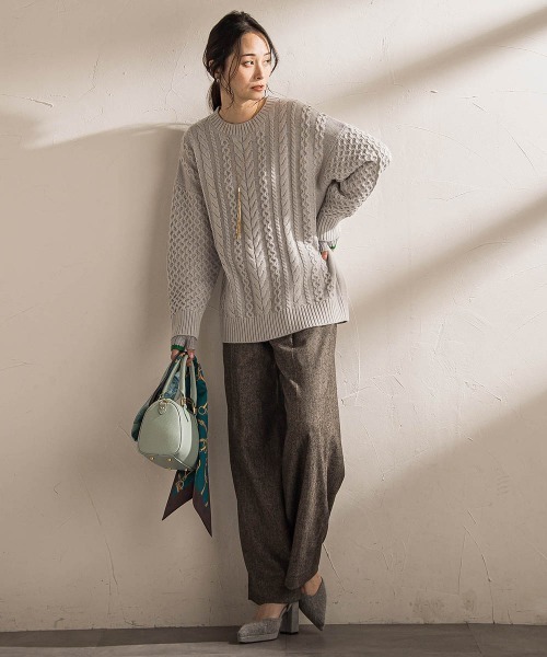 LAUTREAMONT(ロートレアモン)の「【WEB限定】ケーブル柄編みニット≪洗える≫(ニット/セーター・レディース・ホワイト/ライトグレー/ネイビー・9号)」の21枚目の写真