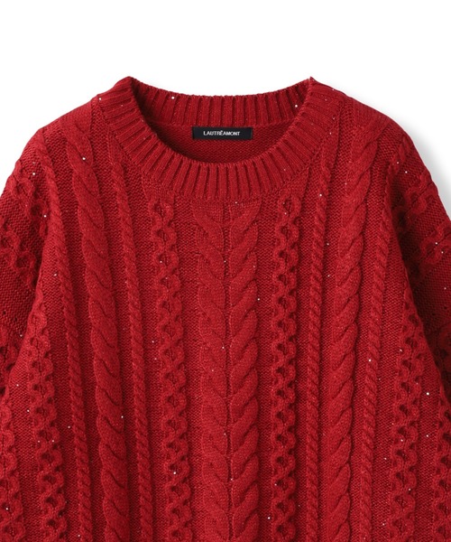 LAUTREAMONT(ロートレアモン)の「【WEB限定】ケーブル柄編みニット≪洗える≫(ニット/セーター・レディース・ホワイト/ライトグレー/ネイビー・9号)」の6枚目の写真