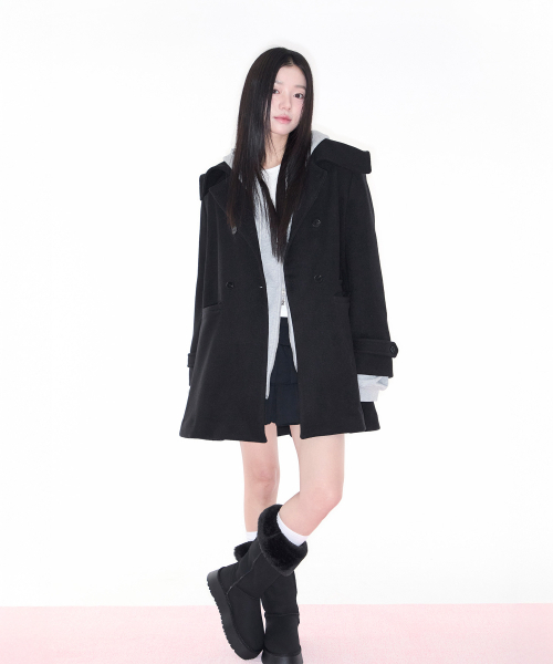 ALKI ALKA（アルキアルカ）の「Sailor Half Coat (Black)（チェスターコート・レディース・ブラック・FREE）」の2枚目の写真