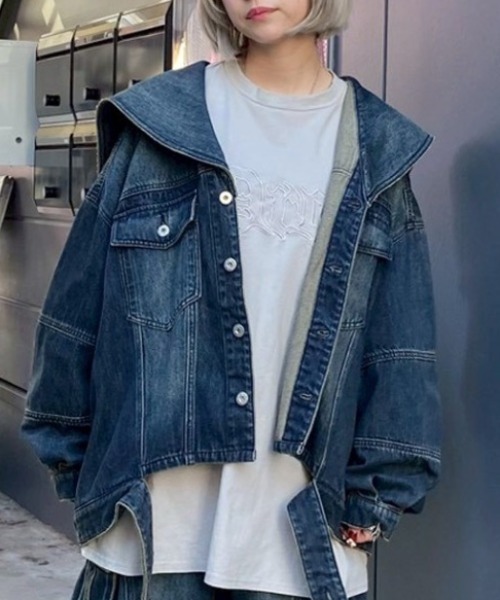 Candy Stripper(キャンディストリッパー)の「SAILOR DENIM ジャケット(デニムジャケット・レディース・ライトインディゴブルー/ブルー系その他・FREE)」の2枚目の写真