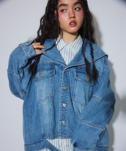 Candy Stripper(キャンディストリッパー)の「SAILOR DENIM ジャケット(デニムジャケット・レディース・ライトインディゴブルー/ブルー系その他・FREE)」の3枚目の写真