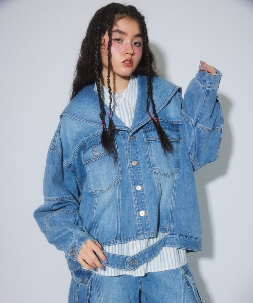 Candy Stripper(キャンディストリッパー)の「SAILOR DENIM ジャケット(デニムジャケット・レディース・ライトインディゴブルー/ブルー系その他・FREE)」の4枚目の写真