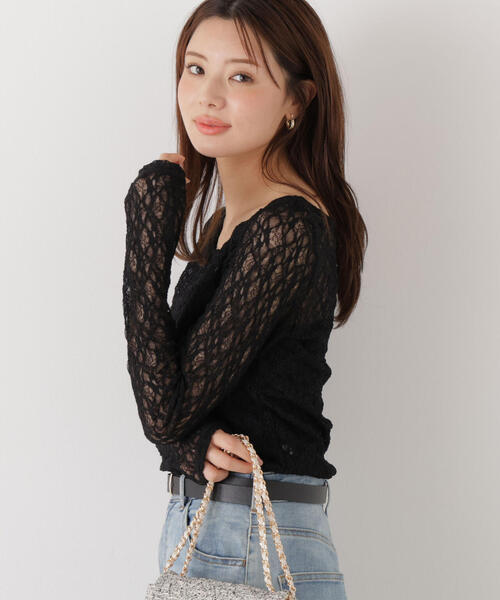 a/mie(アミー)の「<ウォッシャブル><a>ストレッチレース / 1216169200(Tシャツ/カットソー・レディース・ホワイト/ブラック・MEDIUM/SMALL)」の16枚目の写真