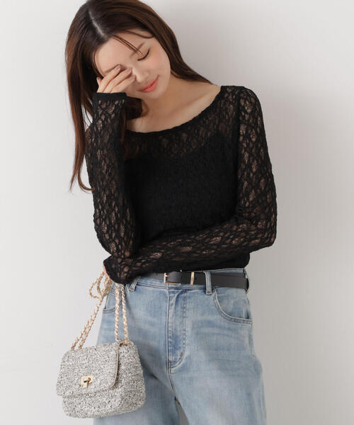 a/mie(アミー)の「<ウォッシャブル><a>ストレッチレース / 1216169200(Tシャツ/カットソー・レディース・ホワイト/ブラック・MEDIUM/SMALL)」の15枚目の写真