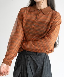 hwyl（ヒュイル）の「シアーボーダーニットポロ（ニット/セーター）」