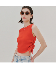 ODER（オディエール）の「サイドストリングスリーブレス-レッド（Tシャツ/カットソー）」