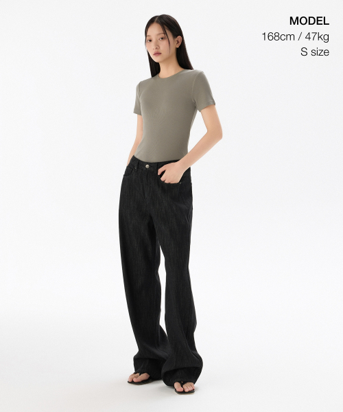MUSINSA STANDARD WOMAN（ムシンサスタンダードウーマン）の「ウィメンズリブスリムフィットTシャツ[トープ]（Tシャツ/カットソー・レディース・その他・LARGE/MEDIUM/SMALL/X-SMALL）」の2枚目の写真