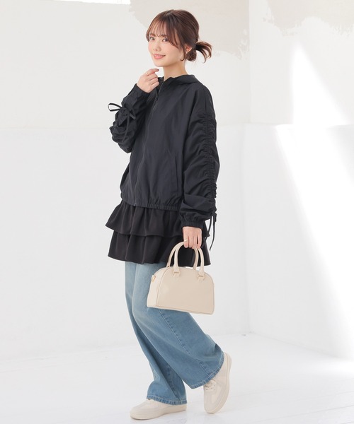 Honeys（ハニーズ）の「【非フッ素撥水加工】撥水加工ドロストブルゾン（ブルゾン・レディース・グレー/ピンク/ブラック/アイボリー・S/M/LL/L）」の9枚目の写真