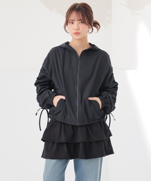 Honeys（ハニーズ）の「【非フッ素撥水加工】撥水加工ドロストブルゾン（ブルゾン・レディース・グレー/ピンク/ブラック/アイボリー・S/M/LL/L）」の10枚目の写真
