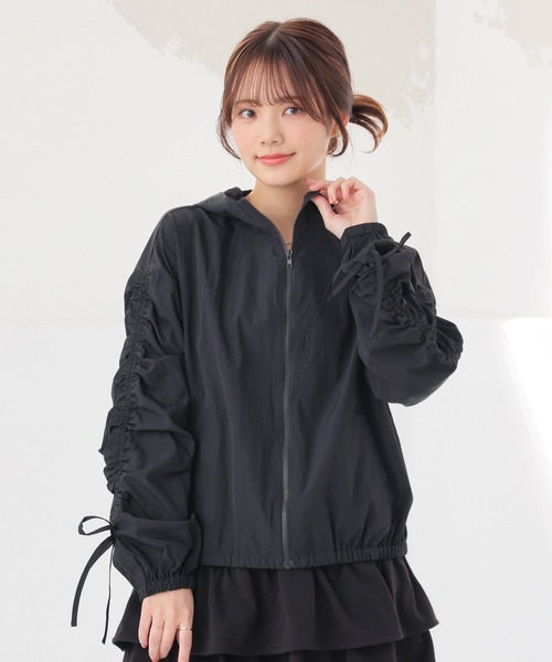 Honeys（ハニーズ）の「【非フッ素撥水加工】撥水加工ドロストブルゾン（ブルゾン・レディース・グレー/ピンク/ブラック/アイボリー・S/M/LL/L）」の11枚目の写真