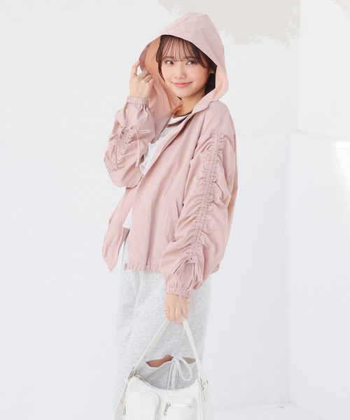 Honeys（ハニーズ）の「【非フッ素撥水加工】撥水加工ドロストブルゾン（ブルゾン・レディース・グレー/ピンク/ブラック/アイボリー・S/M/LL/L）」の14枚目の写真