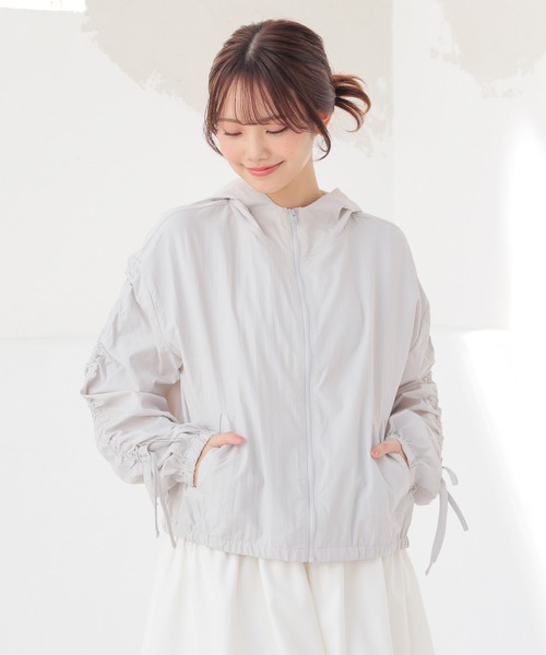 Honeys（ハニーズ）の「【非フッ素撥水加工】撥水加工ドロストブルゾン（ブルゾン・レディース・グレー/ピンク/ブラック/アイボリー・S/M/LL/L）」の19枚目の写真