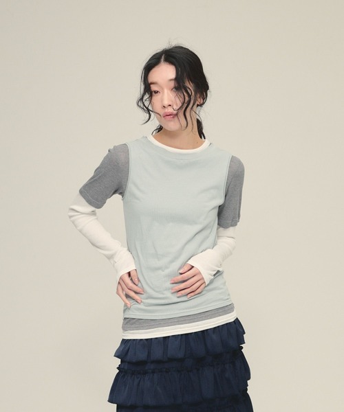 JEANASIS（ジーナシス）の「【eL】3Piece Layered Pullover/641214（Tシャツ/カットソー・レディース・ネイビー系/グレー系その他・FREE）」の7枚目の写真