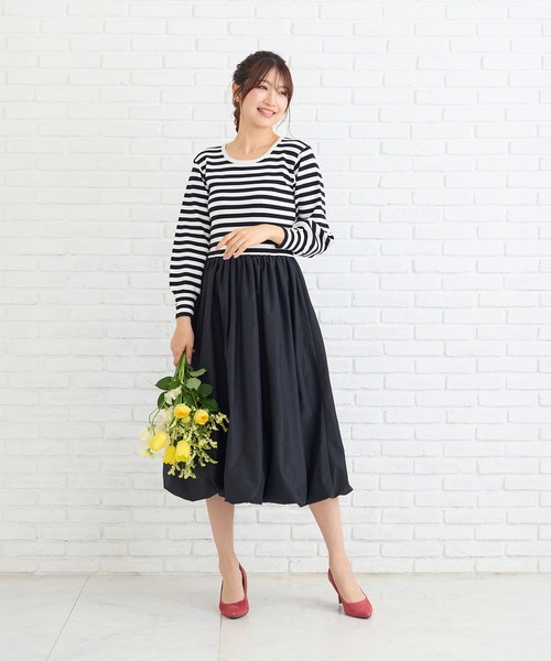 Rose Tiara(ローズティアラ)の「ニットドッキングワンピース(ワンピース・レディース・オフホワイト/ブラック・46/38/42)」の5枚目の写真