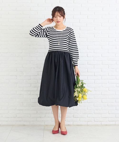 Rose Tiara(ローズティアラ)の「ニットドッキングワンピース(ワンピース・レディース・オフホワイト/ブラック・46/38/42)」の6枚目の写真