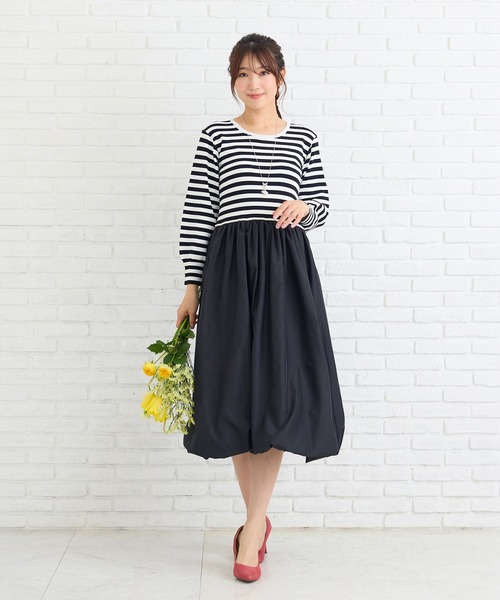 Rose Tiara(ローズティアラ)の「ニットドッキングワンピース(ワンピース・レディース・オフホワイト/ブラック・46/38/42)」の7枚目の写真