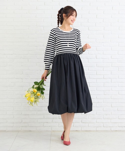 Rose Tiara(ローズティアラ)の「ニットドッキングワンピース(ワンピース・レディース・オフホワイト/ブラック・46/38/42)」の9枚目の写真