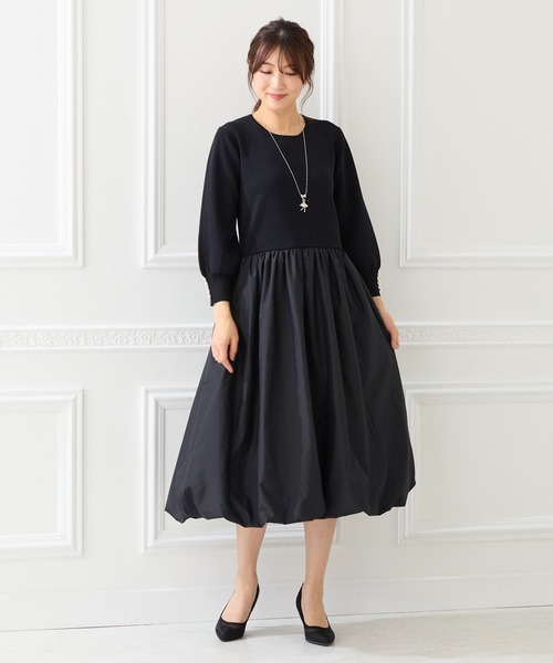 Rose Tiara(ローズティアラ)の「ニットドッキングワンピース(ワンピース・レディース・オフホワイト/ブラック・46/38/42)」の12枚目の写真