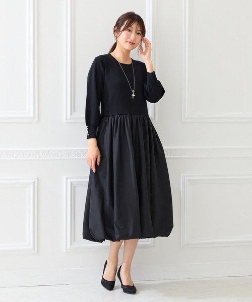 Rose Tiara(ローズティアラ)の「ニットドッキングワンピース(ワンピース・レディース・オフホワイト/ブラック・46/38/42)」の10枚目の写真