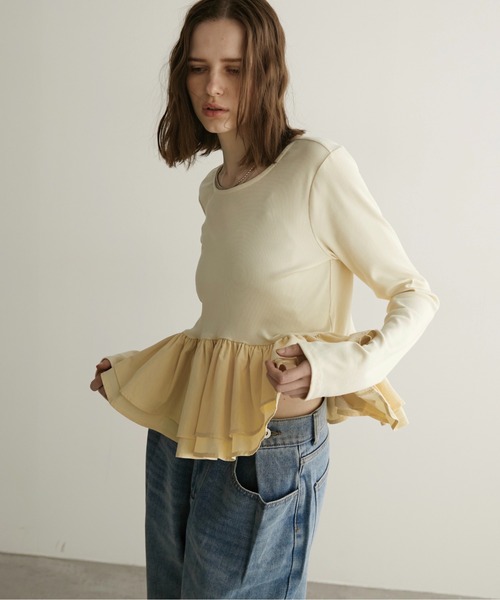ひとみ様シニカルドッキングペプラムトップス白 titivate（ティティベイト） tシャツ ビスチェライクドッキング