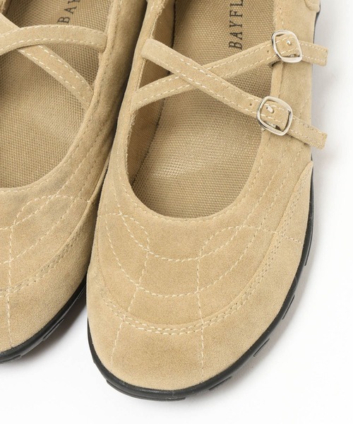 BAYFLOW（ベイフロー）の「[抗菌消臭/撥水加工]クロスベルトバレエスニーカー（バレエシューズ・レディース・ベージュ/ブラック・LARGE/MEDIUM）」の14枚目の写真