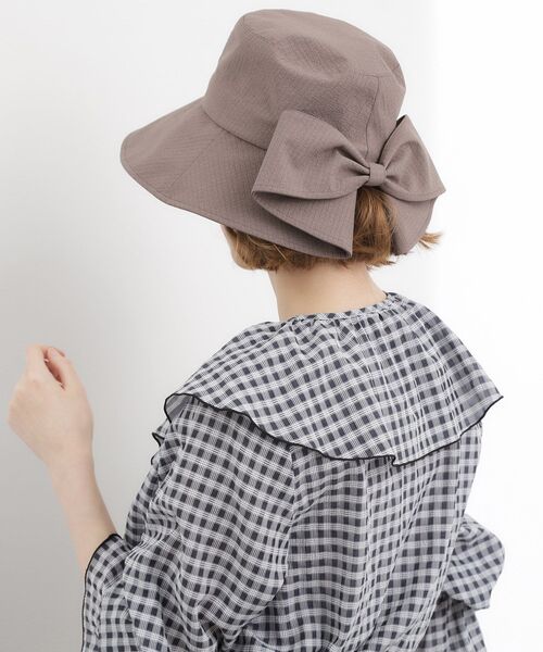 grove(グローブ)の「ワイドブリムリボンハット【UVカット・接触冷感・洗える】(ハット・レディース・アイボリー/ブラック/ブラウン系その他・00)」の10枚目の写真